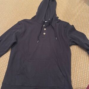 Onia black waffle knit hoodie size small